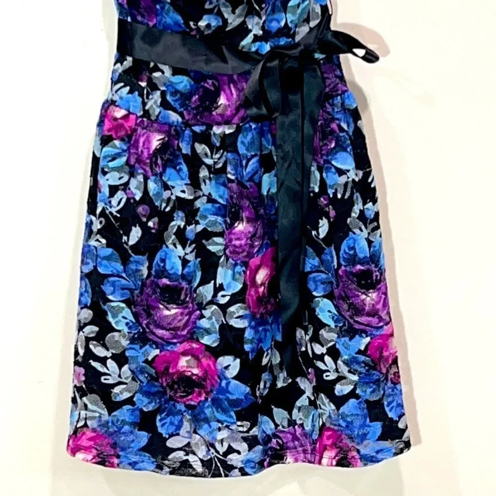 Sexy Floral Short Strapless Party Dress By As-U-Wish. Juniors Size 3.